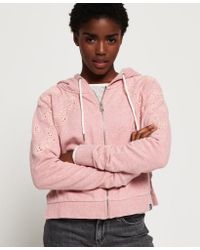 Superdry Pink Ivy Broidery Zip Hoodie