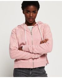 Superdry Pink Ivy Broidery Zip Hoodie