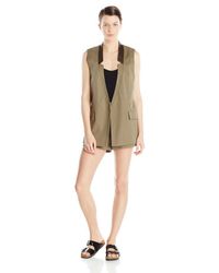 Vincetta Green Olive Notch Vest