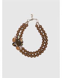 Roman Metallic Double Layer Necklace With Beads
