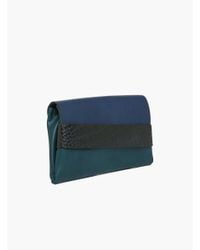 Roman - Blue Black Leather Detailed Clutch - Lyst