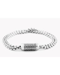 Tateossian - Gray Montecarlo Double Wrap Silver Chain Bracelet for Men - Lyst
