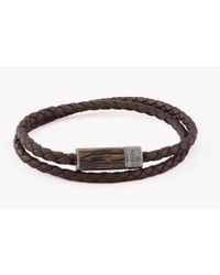 Tateossian - Montecarlo Bracelet In Dark Brown Leather And Wooden Clasp - Lyst