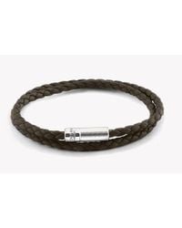 Tateossian - Brown Double Wrap Pop Rigato Leather Bracelet With Silver Clasp for Men - Lyst
