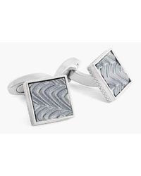 Tateossian - Multicolor Leather Square Wave Cufflinks for Men - Lyst