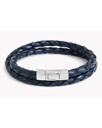 Tateossian - Blue Double Wrap Scoubidou Leather Bracelet for Men - Lyst
