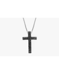 Tateossian - Black Precious Cross Micro Pavé Necklace for Men - Lyst