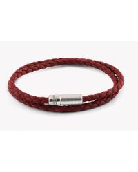 Tateossian - Double Wrap Pop Rigato Bracelet In Red Leather And Silver Clasp - Lyst