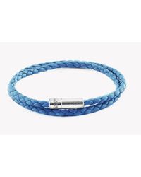 Tateossian - Double Wrap Pop Rigato Bracelet In Sky Blue Leather And Silver Clasp - Lyst