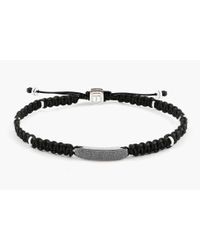 Tateossian - Macrame Diamond Baton Silver Bracelet - Black Diamond - Lyst