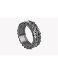 Tateossian - Gray Mechanical Silver Rings - Ruthenium Shiny for Men - Lyst