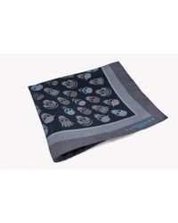 Tateossian - Black Skull Patterned Silk Pocket Square In Grey for Men - Lyst