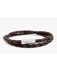 Tateossian - Double Wrap Two-tone Pop Bracelet In Brown And Black Leather With Silver Clasp for Men - Lyst