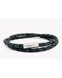 Tateossian - Double Wrap Two-tone Pop Blue And Black Leather Bracelet With Silver Clasp for Men - Lyst
