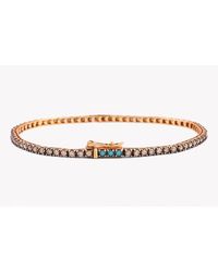 Tateossian | Brown Tennis Bracelet In Champagne And Blue Diamonds And 18k Rose Gold for Men | Lyst