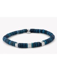Tateossian | Seychelles Beaded Bracelet In Blue Shells With Silver Cubes for Men | Lyst