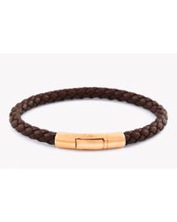 Tateossian - Tubo Taito Bracelet In Brown Leather With 18 Karat Rose Gold Clasp for Men - Lyst