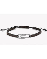 Tateossian | Paper Clip Micro Pavé Macramé Bracelet With White Diamonds for Men | Lyst