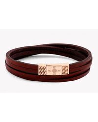 Tateossian - Fettuccine Duo 18k Rose Gold Bracelet In Brown for Men - Lyst