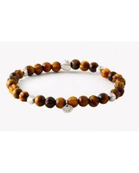 Tateossian - Brown Saakshar Tiger Eye Beaded Bracelet - Lyst