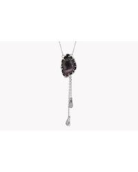 Tateossian - Metallic Geode Lariat Silver Necklace In Grey - Lyst