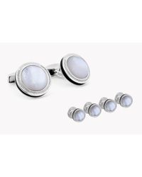 Tateossian - Multicolor Signature Round Silver Shirt Stud Set - White Mother Of Pearl - Lyst