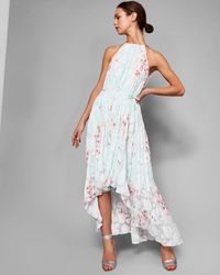 Ted Baker Synthetic Soft Blossom Pleated Maxi Dress - Lyst