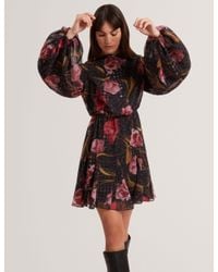 princess polly baby blue dress Ted Baker Strappy Bodycon Dress In Harmony Floral Print in White main image 1