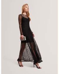 Ted Baker Dixxy Lace Bodice Double Layer Dress in Red | Lyst UK