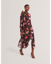 Ted Baker Zadi Frill Neck Dress in Green | Lyst UK