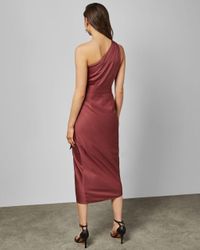 Ted Baker Synthetic One Shoulder Drape Midi Dress Lyst 