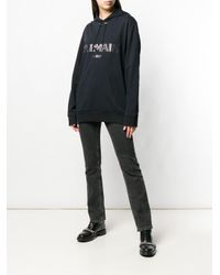 Balmain Black Logo Plaque Hoodie