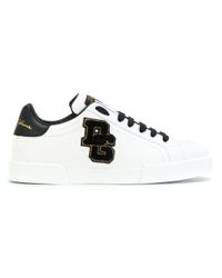 Dolce & Gabbana - White Logo Print Leather Sneakers for Men - Lyst