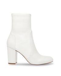 white block heel ankle boots