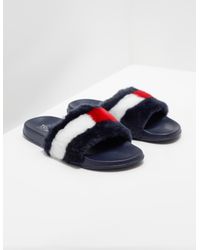 tommy hilfiger fur slides
