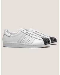 Lyst adidas Originals Superstar 80s metal Toe mujer 's en blanco Lyst adidas Originals Superstar 80s metal Toe mujer 's en blanco
