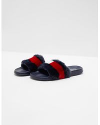 fluffy tommy hilfiger sliders