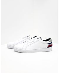 Tommy Hilfiger Leather Essential Trainers White - Lyst