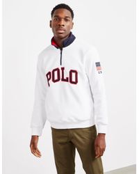 mens white half zip pullover