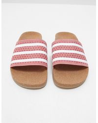 adidas originals cork adilette slider sandals in pink