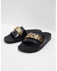 Moschino Synthetic Men's Metal Slides Black/gold for Men - Lyst