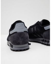 adidas Originals Mens La Trainer Leather Black/black for Men - Lyst