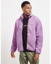 Stussy Sherpa Mock Full Zip Fleece Jacket Purple for Men - Lyst