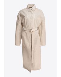 コート SPORTMAX 'Antiope1234' trench coat White Sportmax Leather Antiope Trench Coat in White | Lyst
