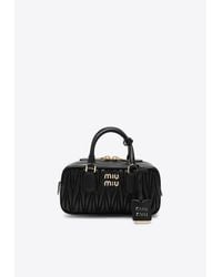 ハンドバッグ MIUMIU EMBELLISHED SATIN HANDBAG Miu Miu Small Satin Crystal-Embellished Top-Handle Bag