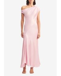 la lune asymmetrical gathered maxi dress La Lune One-Shoulder Gathered Maxi Dress – Georgette main image 0