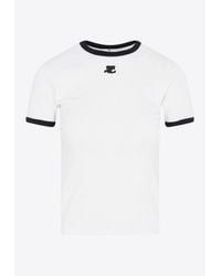 Courreges【Bumpy Short Sleeve T-Shirt】 Courreges Bumpy Cut Out T-shirt in Black | Lyst
