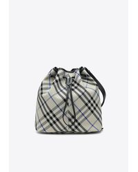 ショルダーバッグ・ポシェット BURBERRY MEDIUM BUCKET BAG WITH LICHEN-COLOUR CHECK PATTERN Burberry Medium bucket bag with Lichen-colour Check pattern