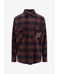 Palm Angels logo-print plaid-check shirt - Red