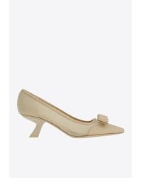 Ferragamo Anz 55 Vara Bow Mesh Pumps in Black | Lyst